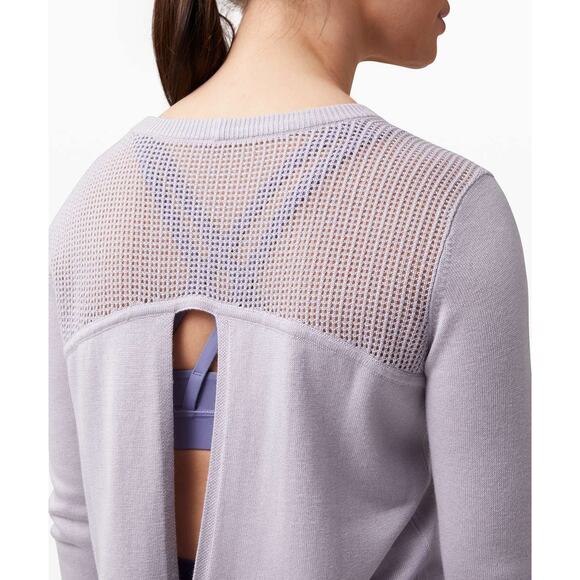 Lululemon Back to Balance Long Sleeve Cashmere Sweater Iced Iris Sz M - Picture 5 of 10